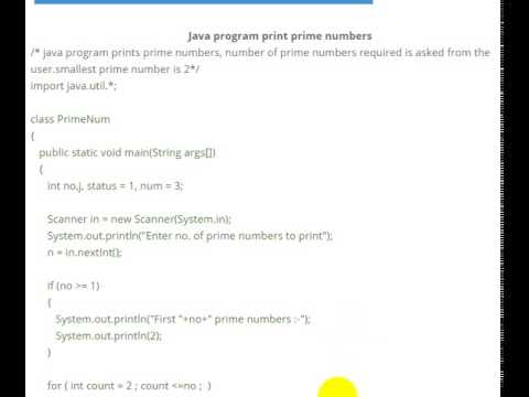 Java Program Print Prime Numbers Youtube