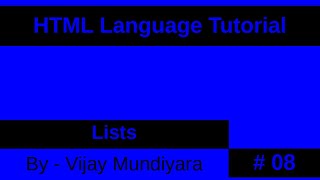 HTML Beginners Tutorial Video No 8 - Lists