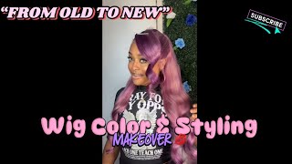 Blonde Wig Transformation : How To Watercolor Blonde Hair To Purple | Install \u0026 Hairstyle Tutorial 💜