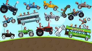 Hill Climb Racing 1 - ALL VEHICLE PAINTS Tractor, Bus, Rally, Motocross Bike Gameplay