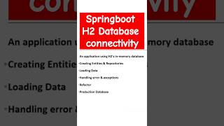 Spring Boot and H2 In-Memory Database #shorts #springboot #java #database #fullstackdevelopers