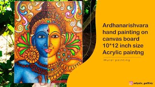 Ardhanarishvara hand painting on canvas board 10*12 inch size Acrylic paintng l Mural painting