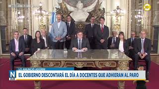 Adorni confirmó que el gobierno descontará el día a docentes que adhieran al paro │N20:30│ 03-04-24