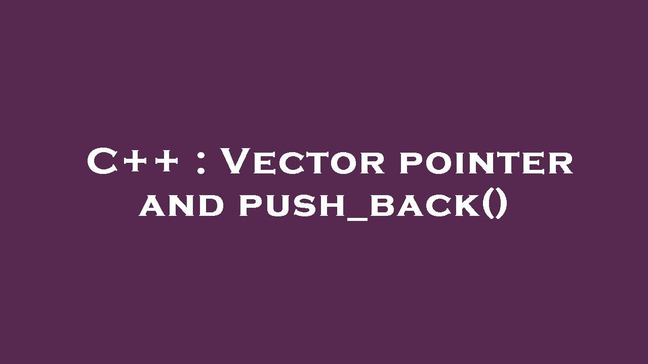 C Vector Pointer And Push Back Youtube