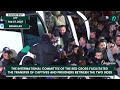 video palestinian prisoners freed by israel crowds jubilant as bus carrying prisoners arrives