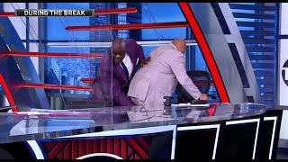 Inside the NBA after dark 💀 Shaq tried to punch out Charles Barkley's hamstring cramp