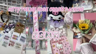 HELLO KITTY THEME HUGE ORDER PACKING😻🤍💐(ASMR) || SMALL BUSINESS