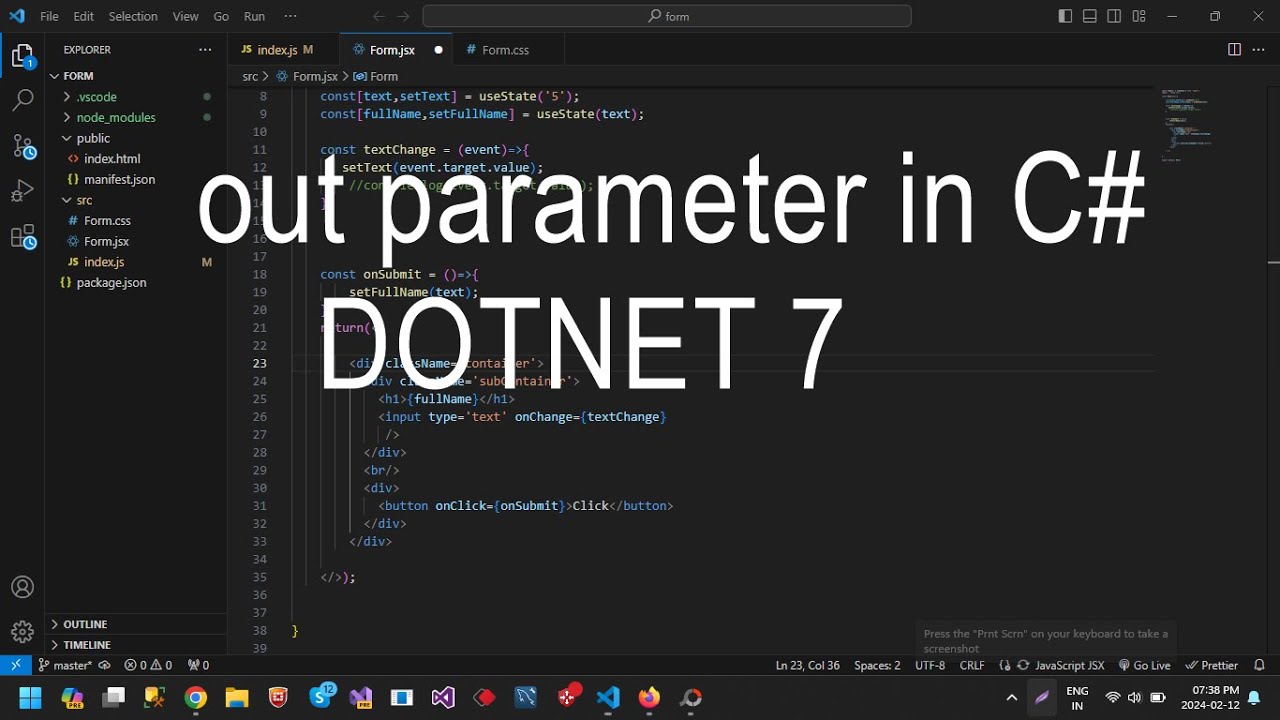 Out Parameter In C Programming Using Visual Studio 2022 In Hindi