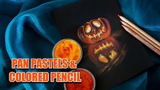 Easy Jack O' Lantern PanPastel & Colored Pencil - Tutorial for Beginners