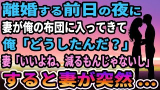 【馴れ初め】離婚する前日の夜に妻が俺の布団にやってきて俺「どうしたんだ？」すると妻が突然...【感動する話】