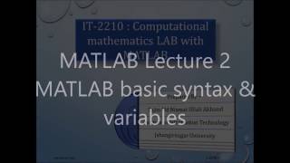 MATLAB Lecture 2 - MATLAB basic syntax & variables