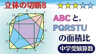 【中学受験算数】立体切断8　切断面の面積比　2013年　奈良学園中 ☆3.1【最難関クラス/偏差値up】