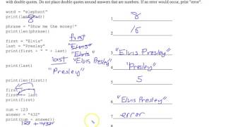 Strings Worksheet 1