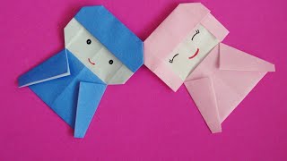 วิธีทำตุ๊กตาคู่รัก น่ารักๆ - Origami Boy and Girl Couple Paper Doll Valentine's