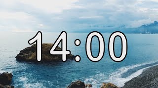 14 minute timer with Calm and Soft Music and sea wave cinematic background