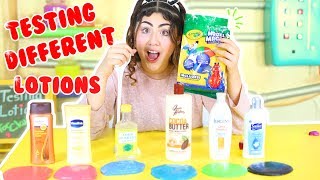 TESTING DIFFERENT LOTIONS FOR SLIME WITH MODEL MAGIC CLAY | Slimeatory #112