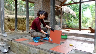 first time tiling, how to tile - Ana and Jack finished 60% of the kitchen