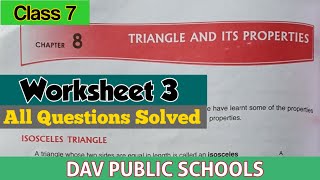 DAV class 7 maths chapter 8 worksheet 3 all questions