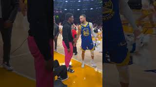 Steph greets Bronny after Warriors vs. Lakers  🤝