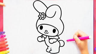 how to draw MY MELODY from hello kitty