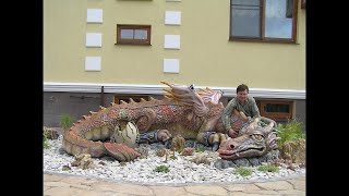 ДРАКОН .   скульптуры  из  арт  бетона  .мастерская  Колесникова.