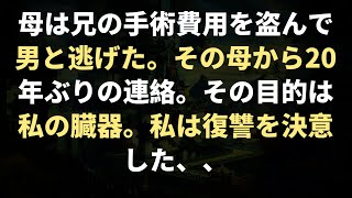 母は兄の手術費用を盗んで男と逃げた。その母から20年ぶりの連絡。その目的は私の臓器 。私は復讐を決意した、、