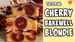Cherry Bakewell Blondies! recipe tutorial #Shorts