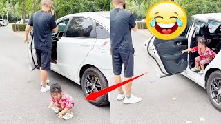 爸爸总是看着手机，竟然没看到女儿已经不在！开着车就跑了#funny #cutebaby#萌娃【幸福小女人】