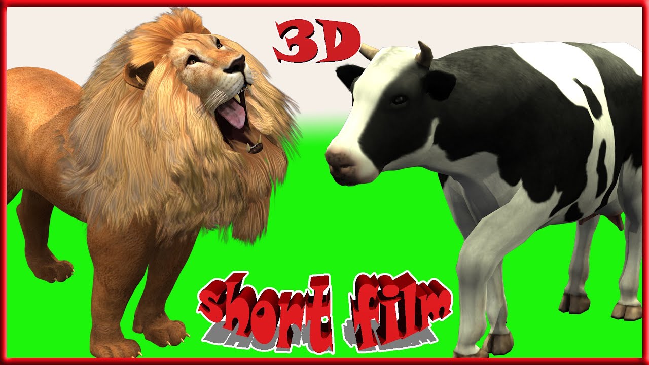 Short Film || Group Of Lions V/S Cows || Funny Cartoons For Kids - YouTube