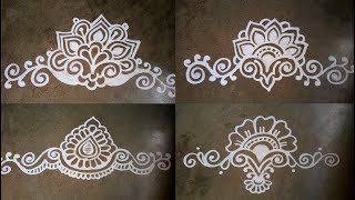 Easy And Simple Door Alpona Side Kolam Design Border Alpona Design
