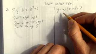 STATE THE TRANSFORMATIONS GIVEN VERTEX FORM