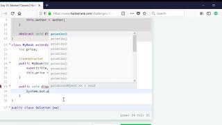 Day 13: Abstract Classes | HackerRank | JAVA