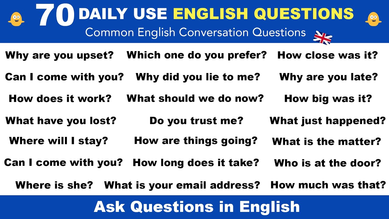 70 Daily Use English Questions | Common English Conversation Questions ...