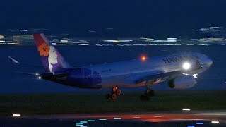 [4K] [関西空港] Beautiful sunset! Hawaiian Air Airbus A330-243 landing at Kansai Airport [FZ1000]