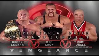 Brock Lesnar Vs Kurt Angle Vs Big Show Wwe Championship - Vengeance 2003 Highlights