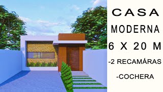 Plano de casa 6x20 metros | 6x20 Small house design | Desain rumah 6x20