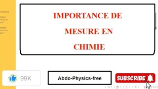 Importance de mesure en chimie, 1bac sciences math et sciences expérimentales