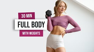 30 MIN FULL BODY BURN WITH WEIGHTS - HIIT With Dumbbells - No Repeat, Home Workout