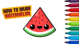| CUTE WATERMELON | HOW TO DRAW WATERMELON | EASY WATERMELON DRAWING | EASY STEP BY STEP TUTORIAL