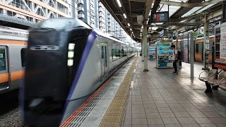 [ジョイント音]E353系 S202編成 S104編成 特急富士回遊44号・あずさ44号新宿行が国分寺駅3番線を通過するシーン