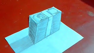 3D drawing money on paper.