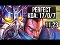 KASSADIN vs YASUO (MID) | 17/0/7, 11 solo kills, Legendary, 700+ games | NA Diamond | 11.23