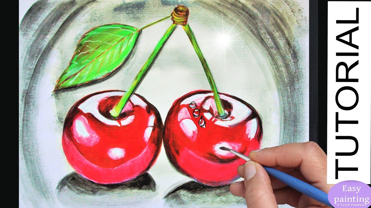 How To Paint Realistic Cherries Glossy Cherry Acrylic Painting