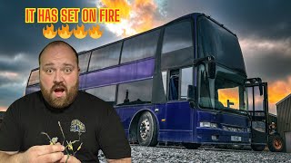 Our New Bus Home Has Been On Fire!!! | Electrical Burnout! |#buslife #vanlife