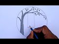 circle drawing - pencil drawing in circle- easy circle drawing- easy bird drawing  - #25.