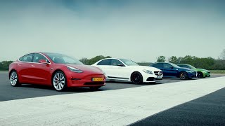 Tesla Model 3 Performance vs Rivals: M3, C63 S & Giulia QV (EXTENDED) | Top Gear