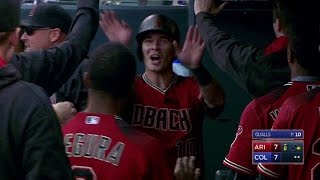 ARI@COL: D-backs tie the game on Owings' infield hit