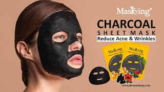 Masking Hibiscus+Apricot Charcoal Face Sheet Mask | Reduces Wrinkles \u0026  Skin Detoxifying