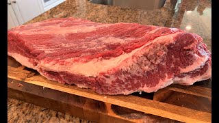 《烟熏牛腩上部》 Smoke USDA Prime Grade Beef Brisket Part One  将近15斤的牛腩，肥肉就剃下来4斤