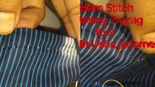 Hem Stiching using Zigzag foot in Usha janome Sewing machine-Tamil